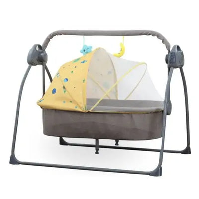 Baby Cradle Swing Gray tone Yellow | Auto Swing Type, Remote Control and Extra Features - G.TOUCH
