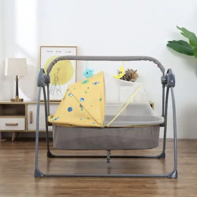 Baby Cradle Swing Gray tone Yellow | Auto Swing Type, Remote Control and Extra Features - G.TOUCH